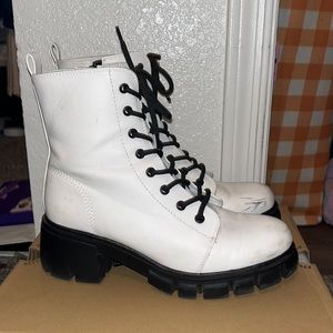 White MIA chunky platform heel boots
